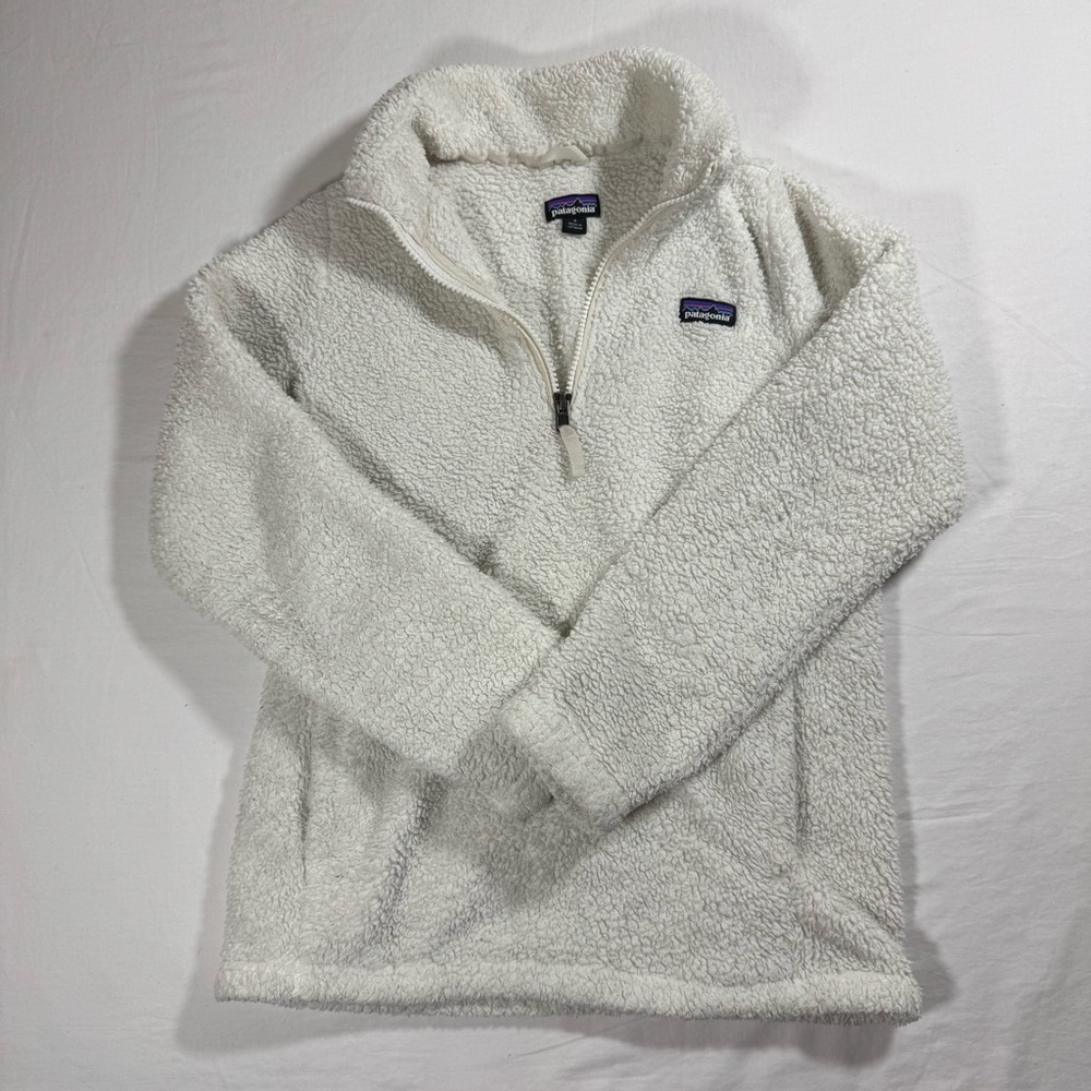Patagonia Kids Los Gatos Quarter Zip Fleece Pullover Cream White Size L‎ 12